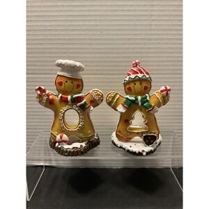 Set Of Two Gingerbread People tea light‎ candle holders Christmas Holiday